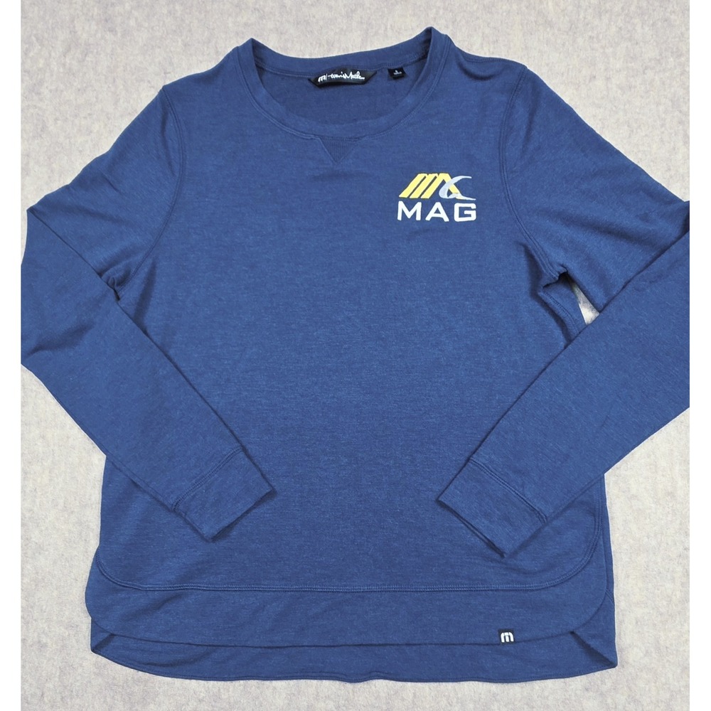 Travis Mathew Women's Long Weekend Crew Neck Size Small Navy Soft W/ A‎ Logo